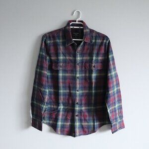 Abercrombie & Fitch Women's Sz M Plaid Flannel Buttoned Collar T-Shirt Top‎